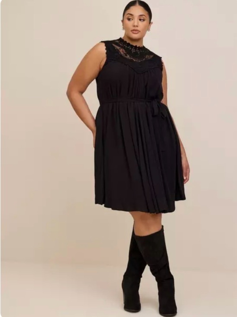NWT Torrid Mini Crinkle Gauze Crochet Dress